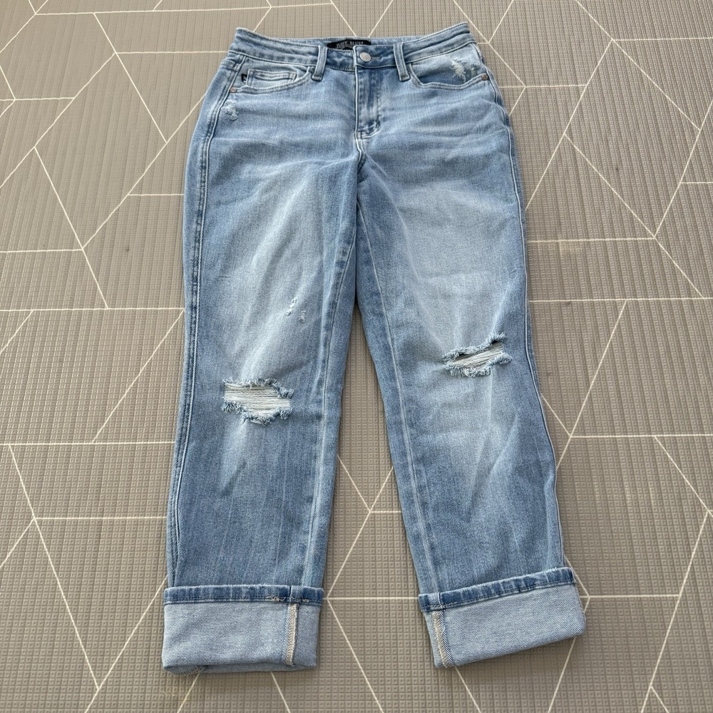 Judy Blue Mid Rise Flag Cuff Boyfriend Jeans Size 3/26 JB88723 LT